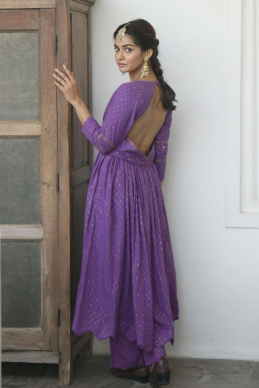 Violet Embroidered Kurta Set