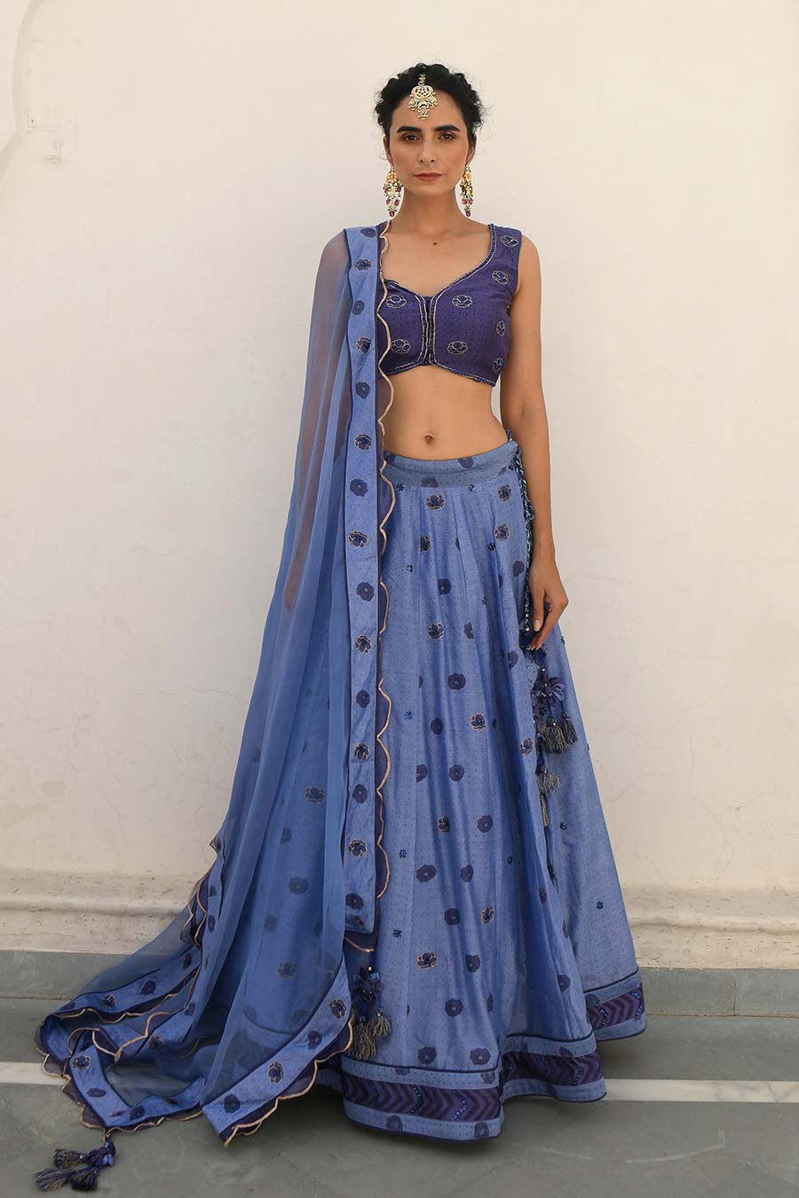 Midnight Blue Silk Lehenga Set