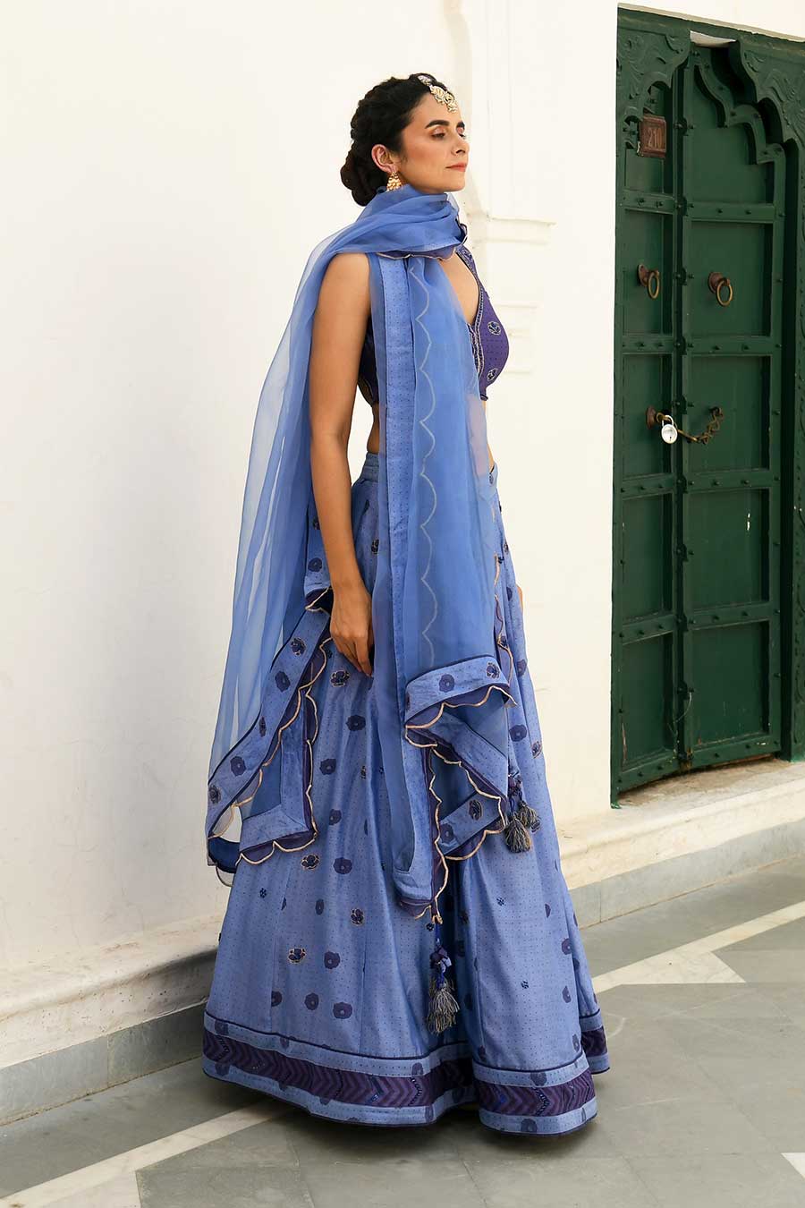 Midnight Blue Silk Lehenga Set