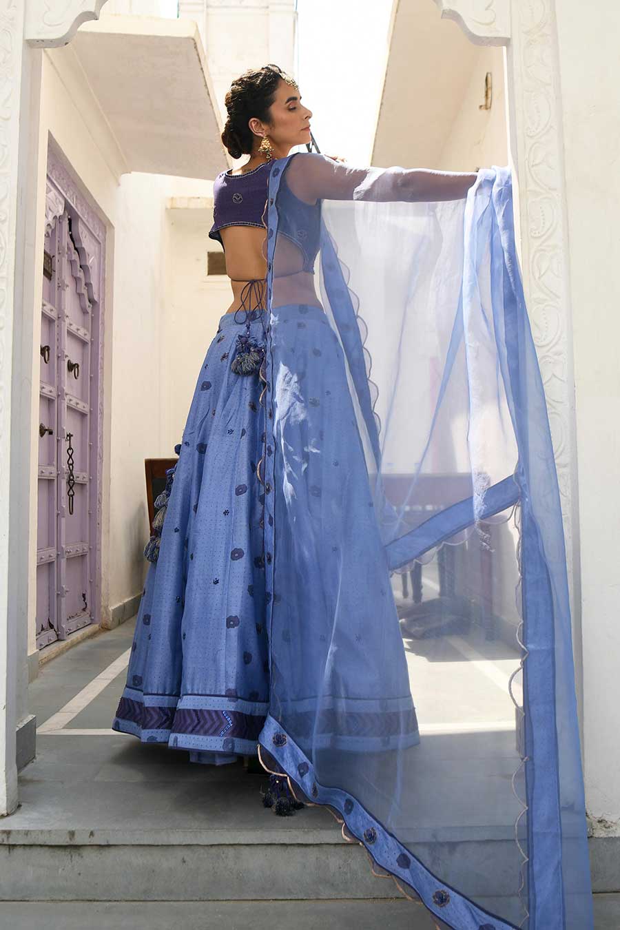Midnight Blue Silk Lehenga Set