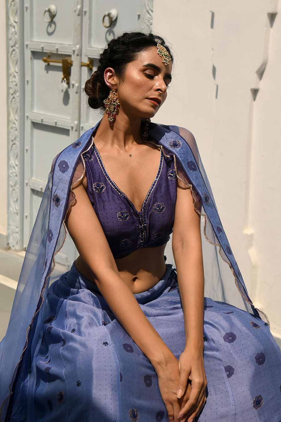 Midnight Blue Silk Lehenga Set