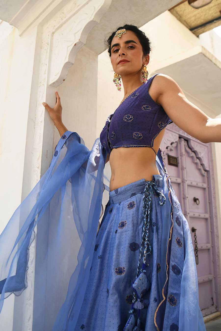 Midnight Blue Silk Lehenga Set