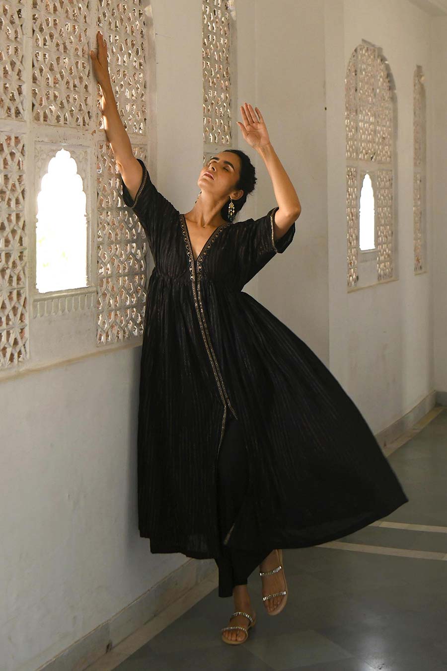 Cosmic Night Embroidered Kaftan & Pants Set