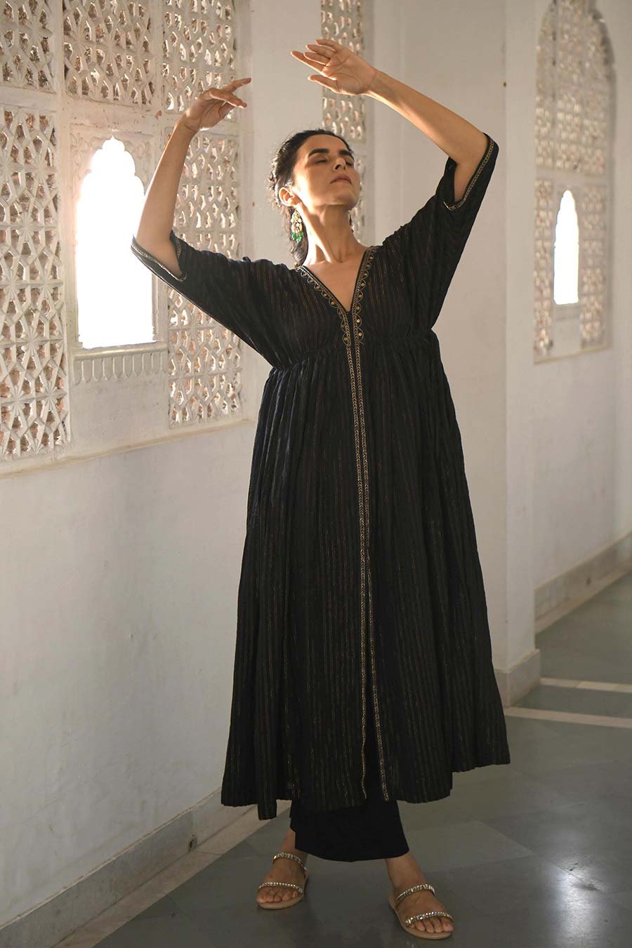 Cosmic Night Embroidered Kaftan & Pants Set