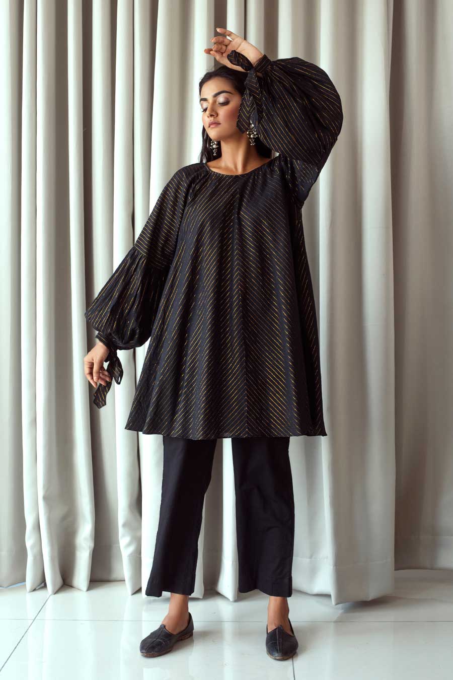 Black cotton discount tunic top