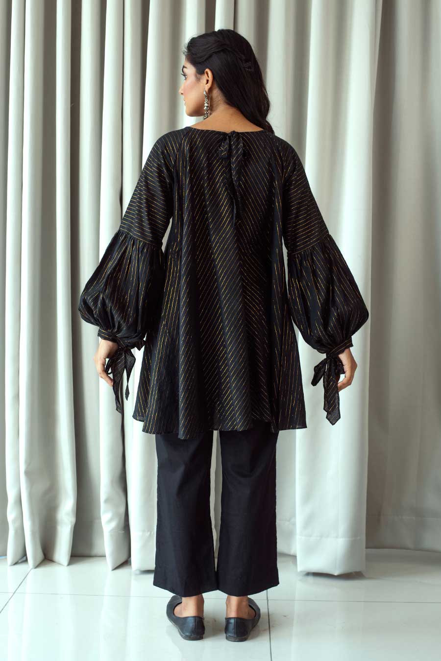 Black Handwoven Cotton Tunic Top