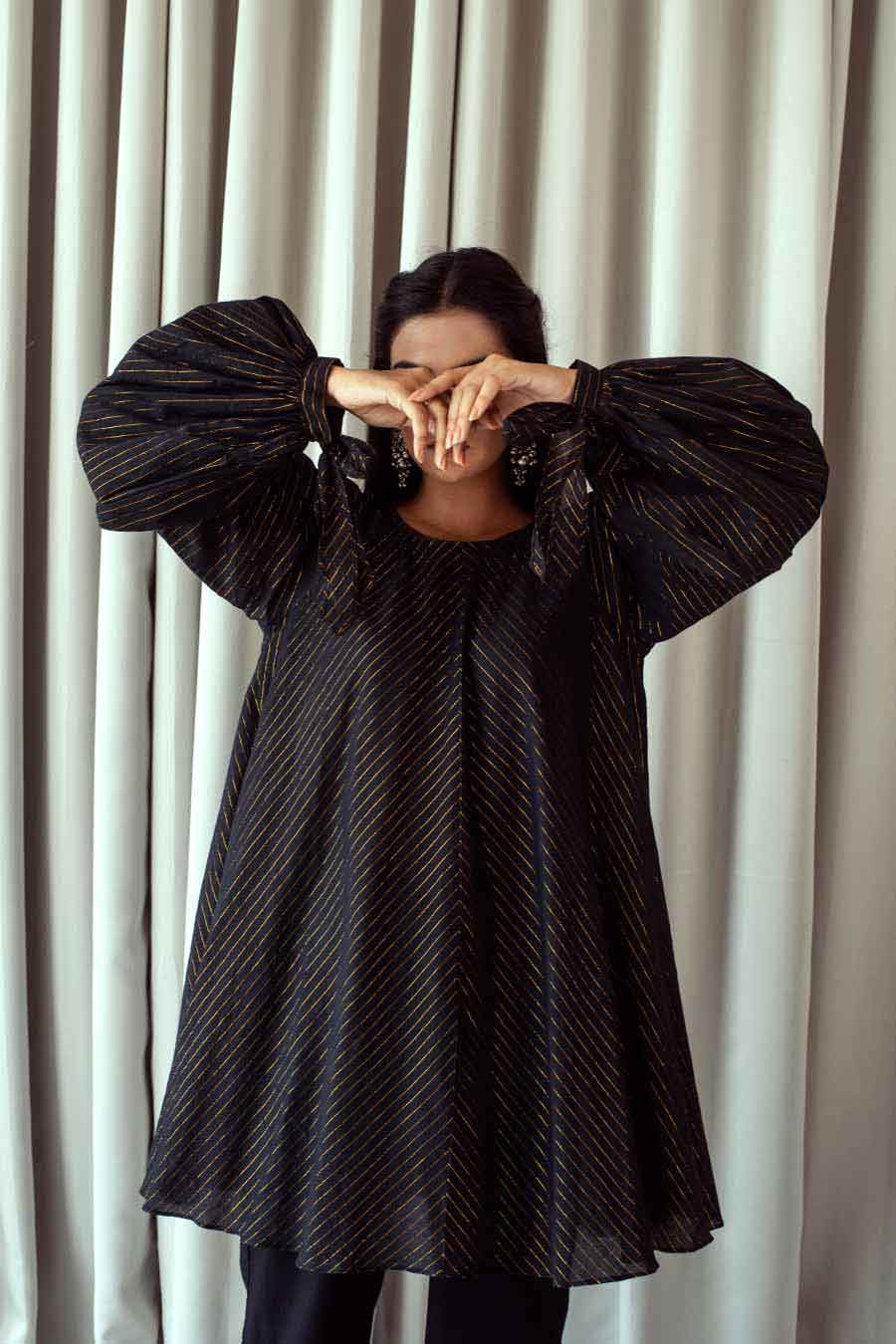 Black Handwoven Cotton Top