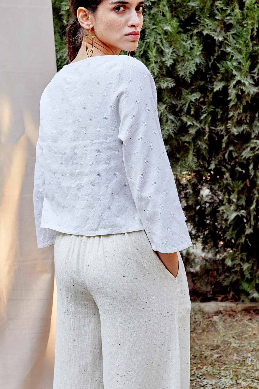 White Cotton Straight Pant