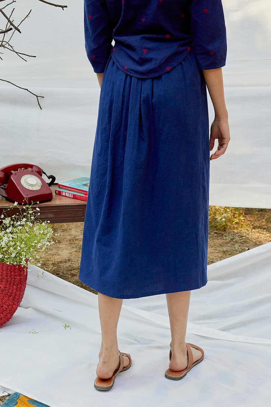 Blue Cotton Chambray Skirt