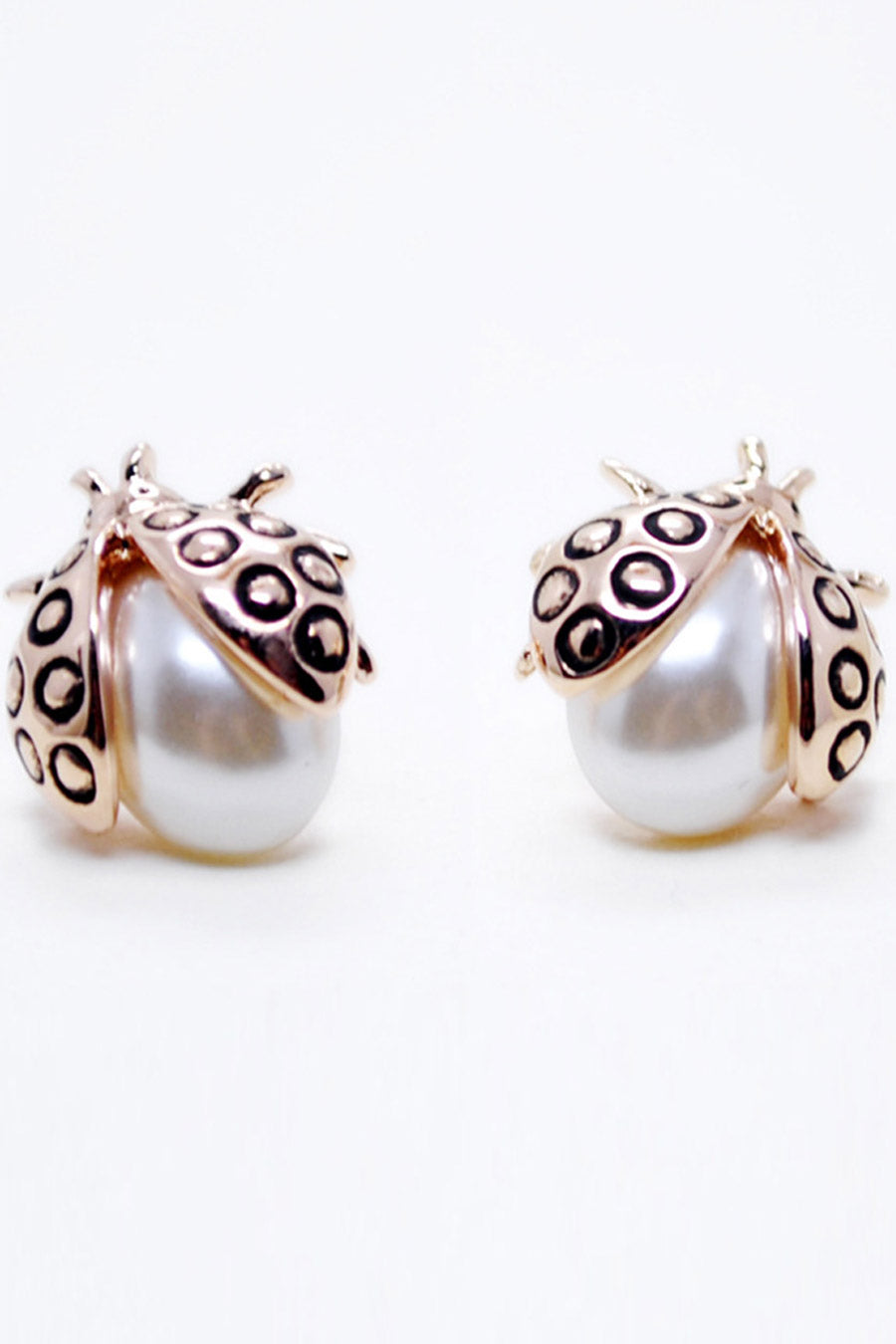 Rose Gold Plated Lady Bug Stud Earrings