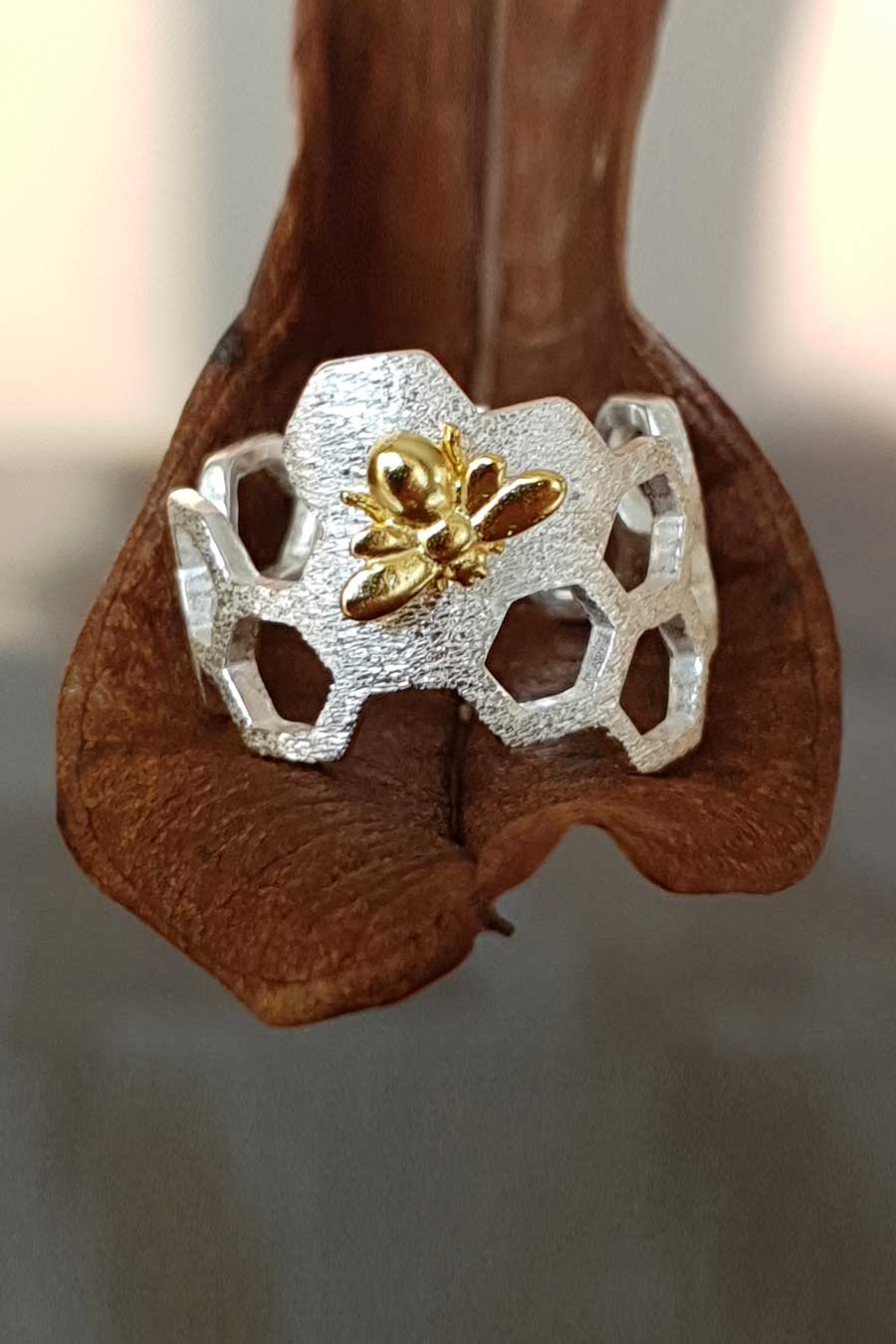 Sterling Silver Honeycomb Ring