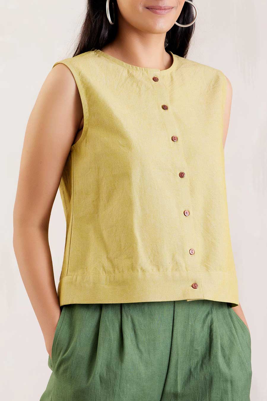 Lime Green Cotton Shirt Top