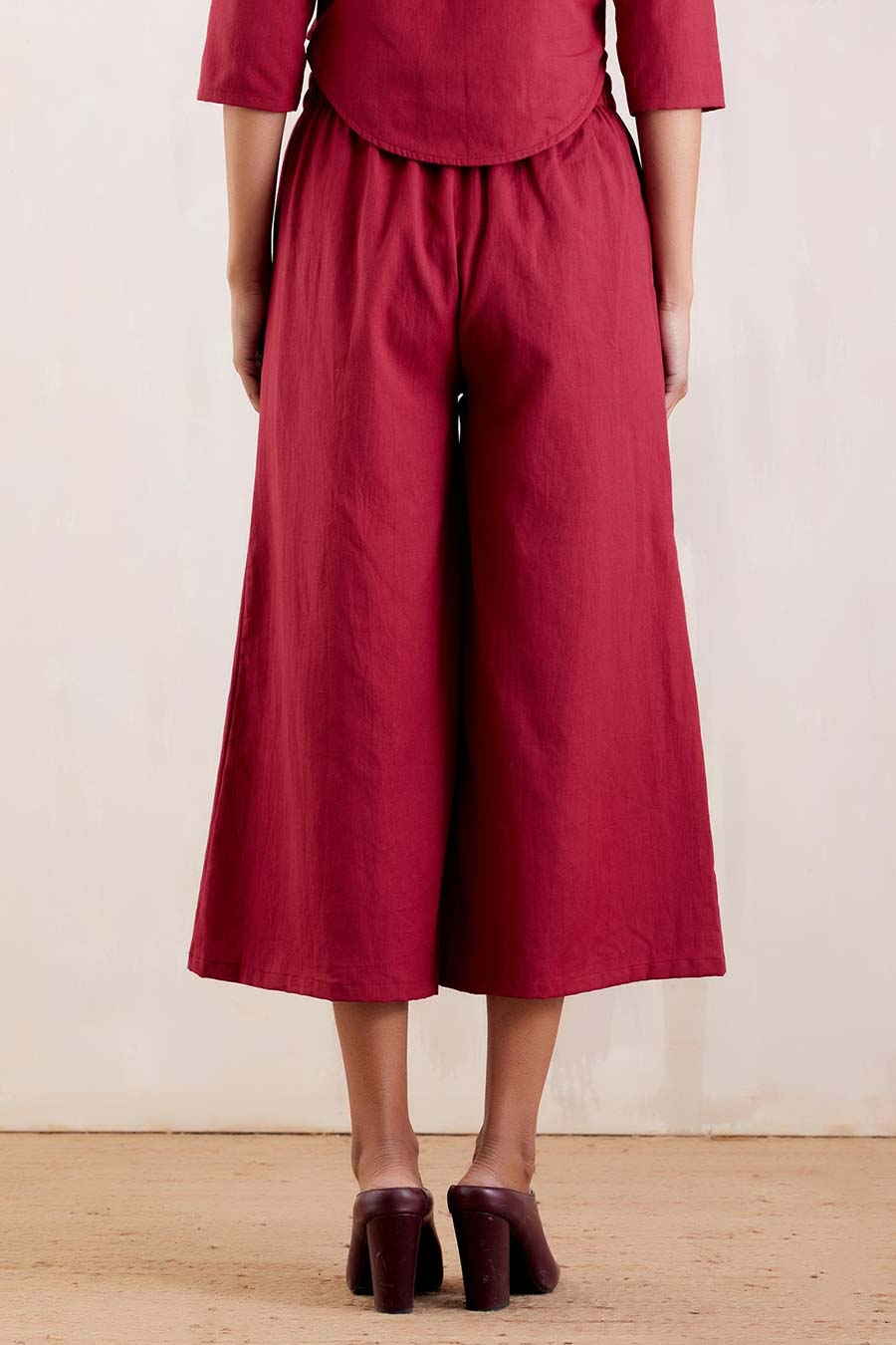 Red Cotton Culotte Pants