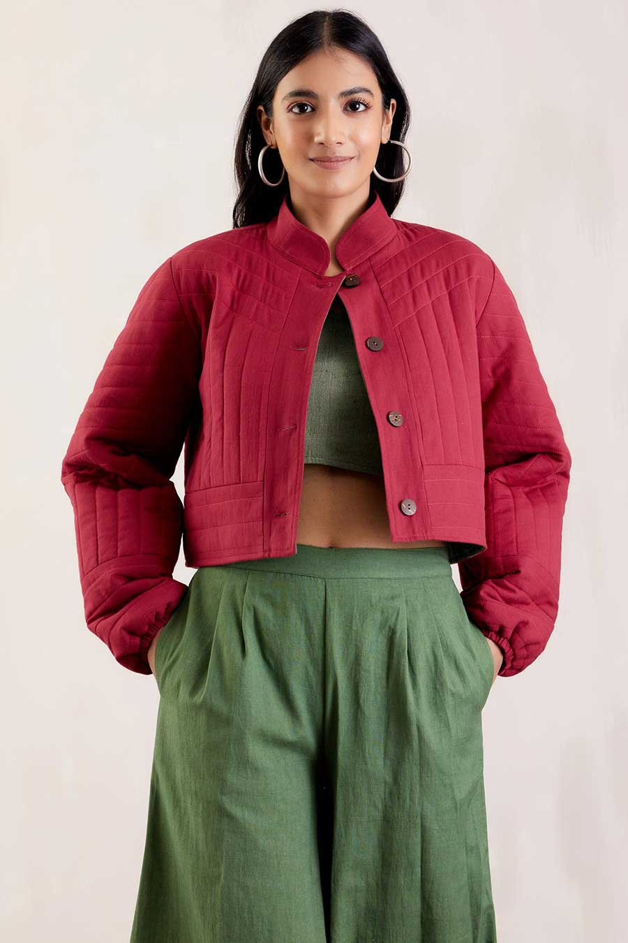 Cotton Reversible Quilted Short Jacket
