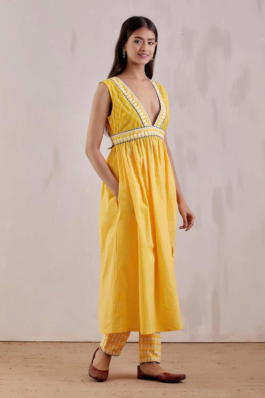 Yellow Sirgus Kurta Dress & Pant Set