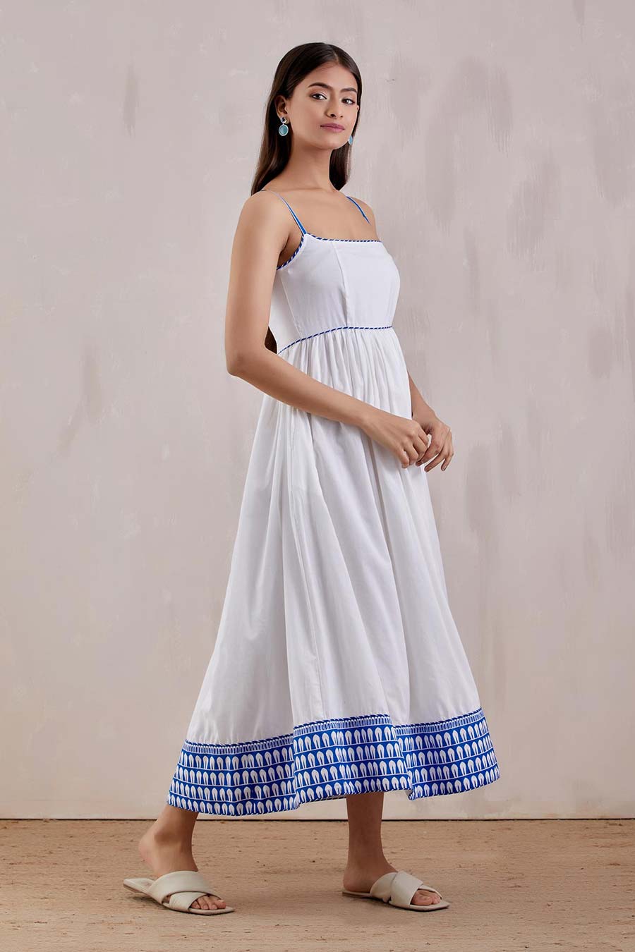 White Printed Rigel Flared Dress