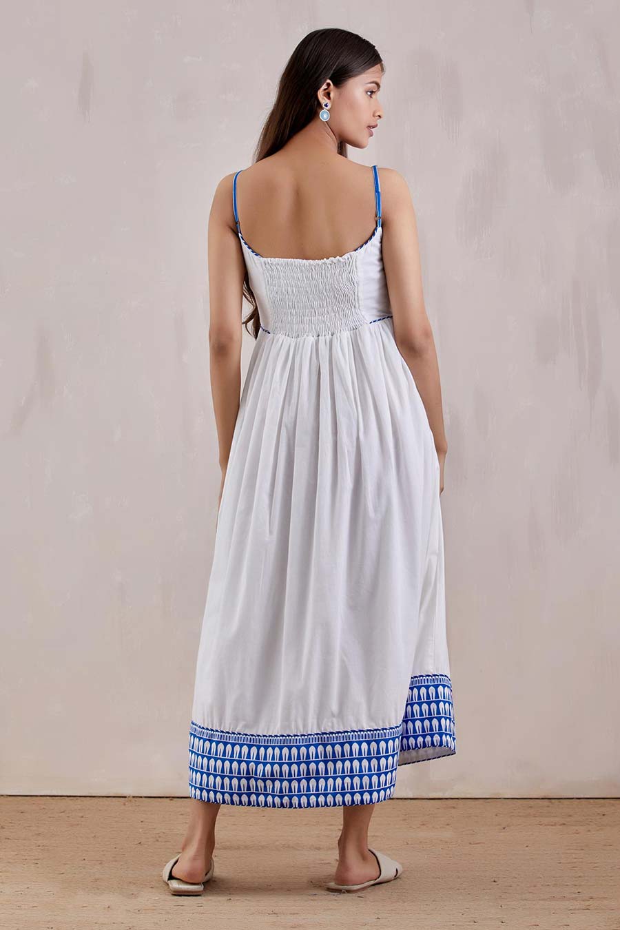 White Printed Rigel Flared Dress