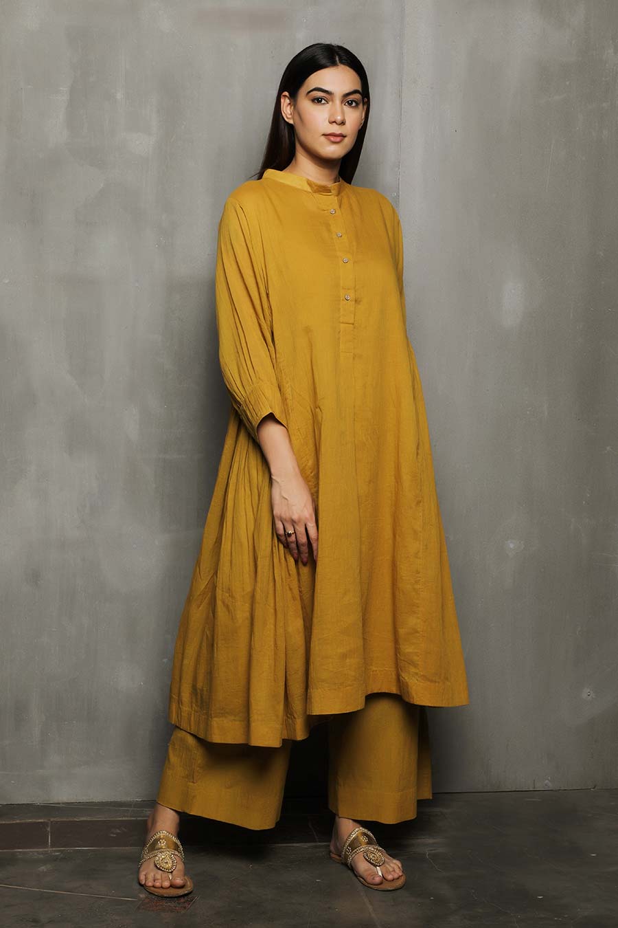 GIRIVAR - Mustard Kurta & Pant Set