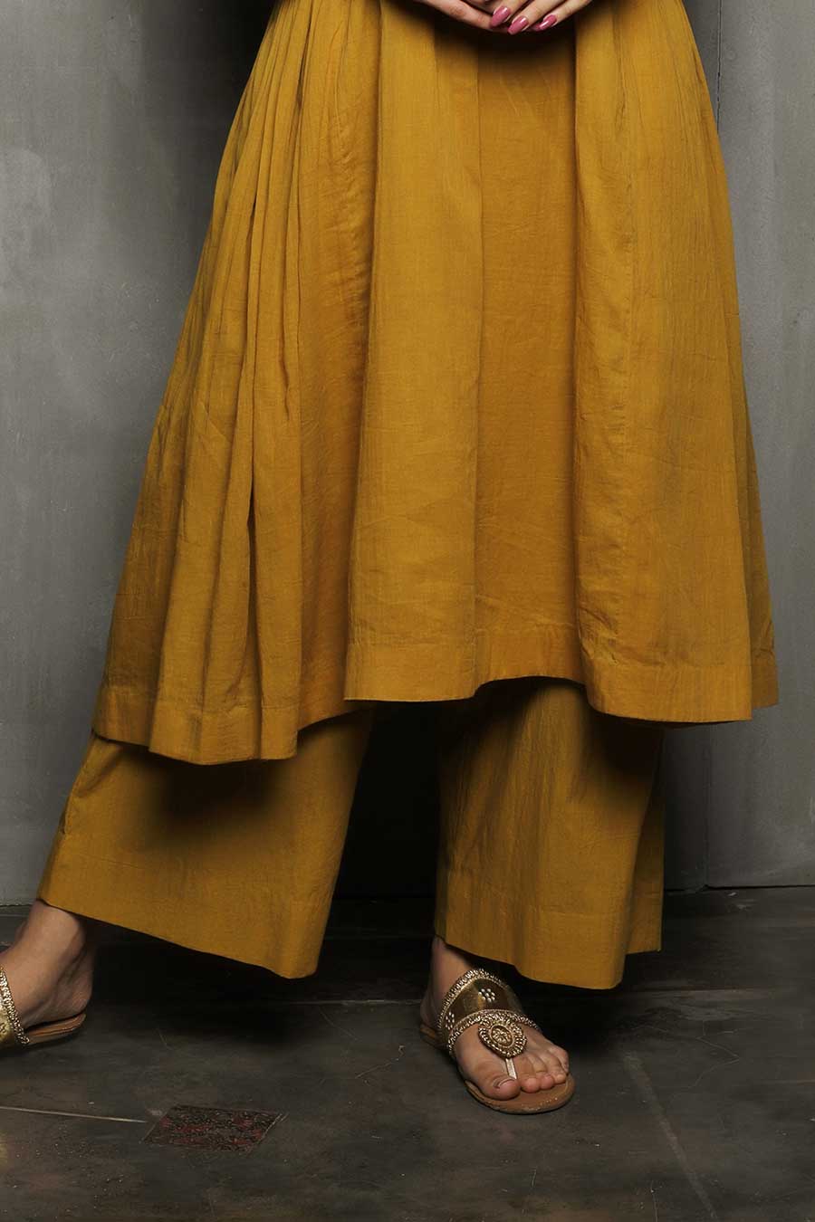 GIRIVAR - Mustard Kurta & Pant Set