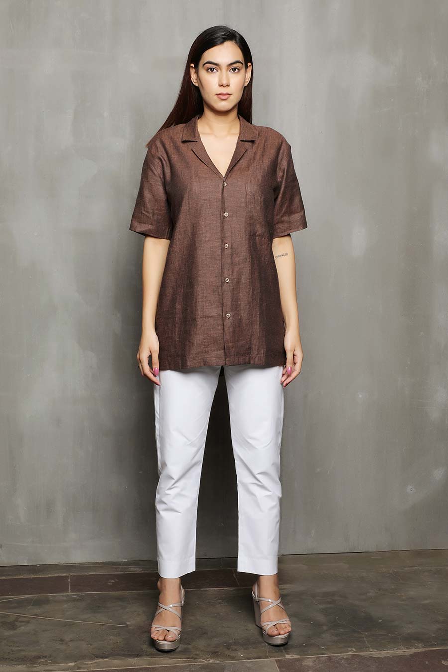 EKAVEER - Brown Linen Shirt