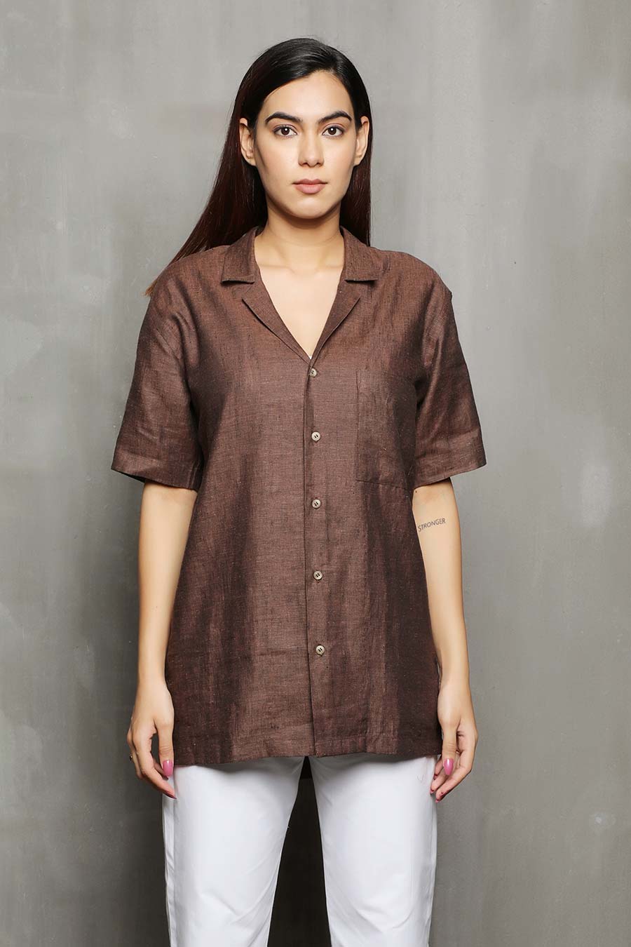EKAVEER - Brown Linen Shirt