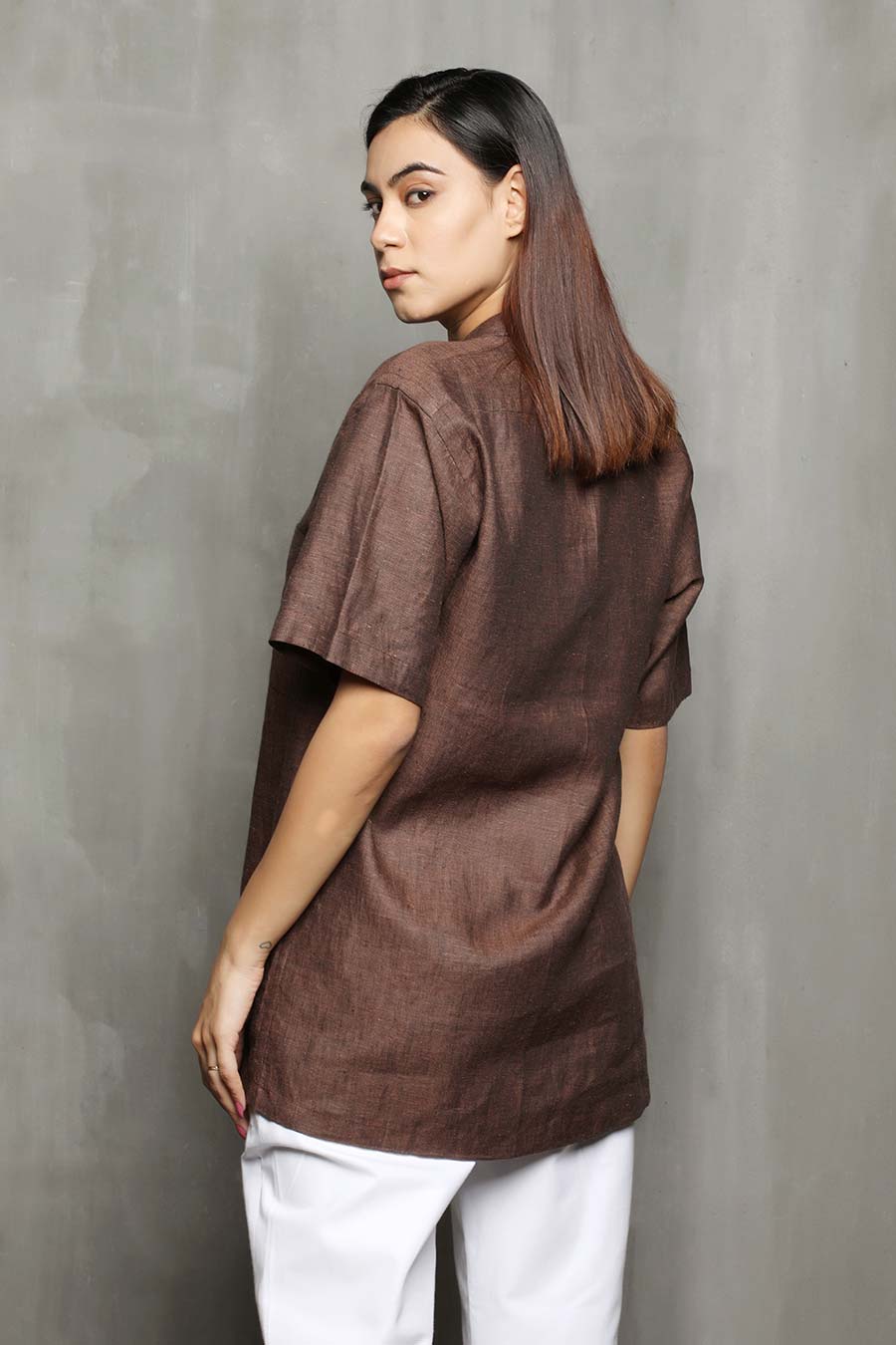 EKAVEER - Brown Linen Shirt