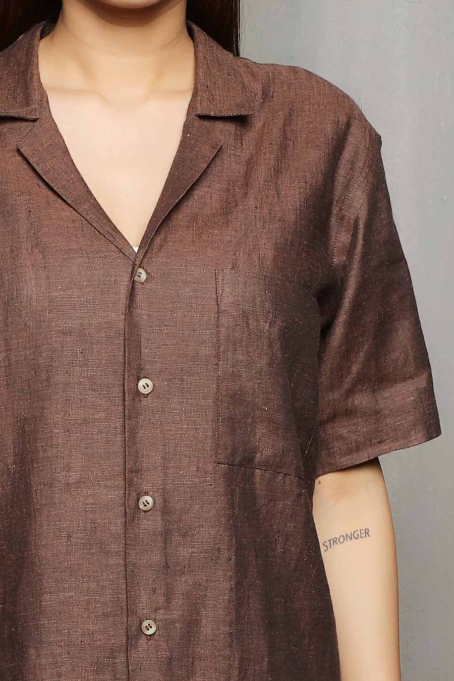 EKAVEER - Brown Linen Shirt