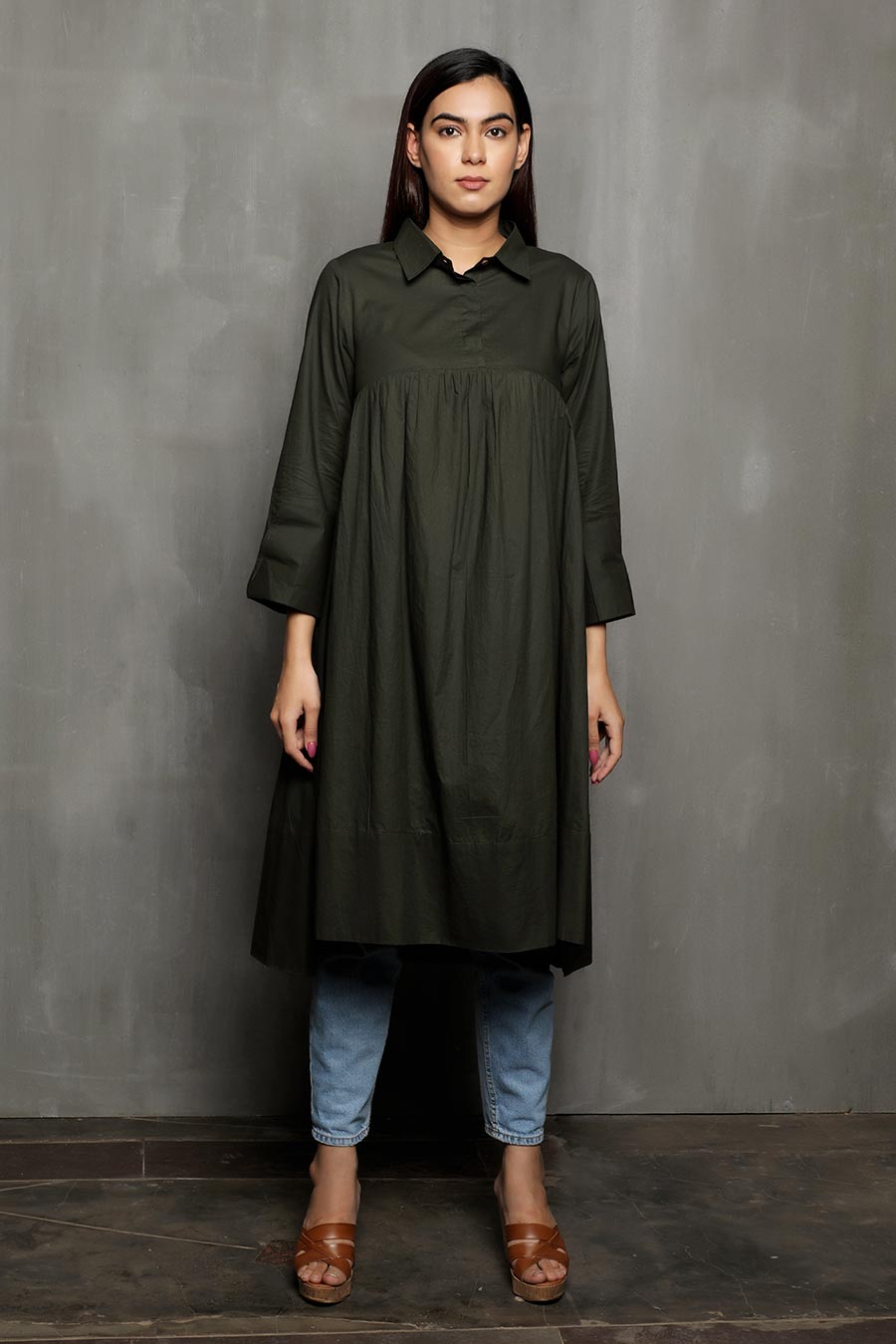 ARYAN - Olive Green Tunic Dress