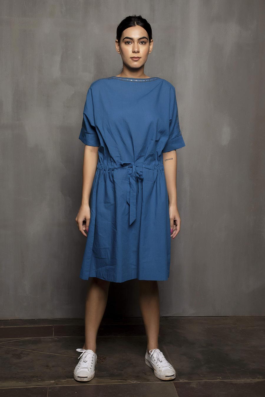 SAMYA - Blue Relaxed Cotton Dress