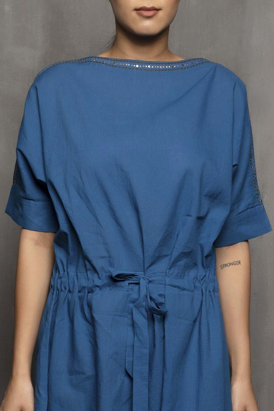SAMYA - Blue Relaxed Cotton Dress