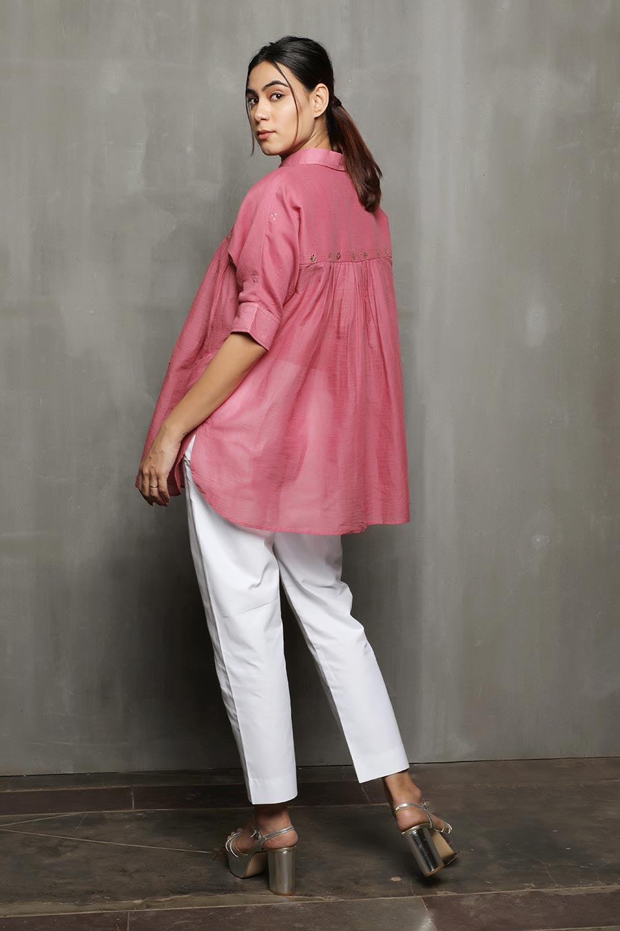 SAMDIPTH - Pink Embroidered Shirt
