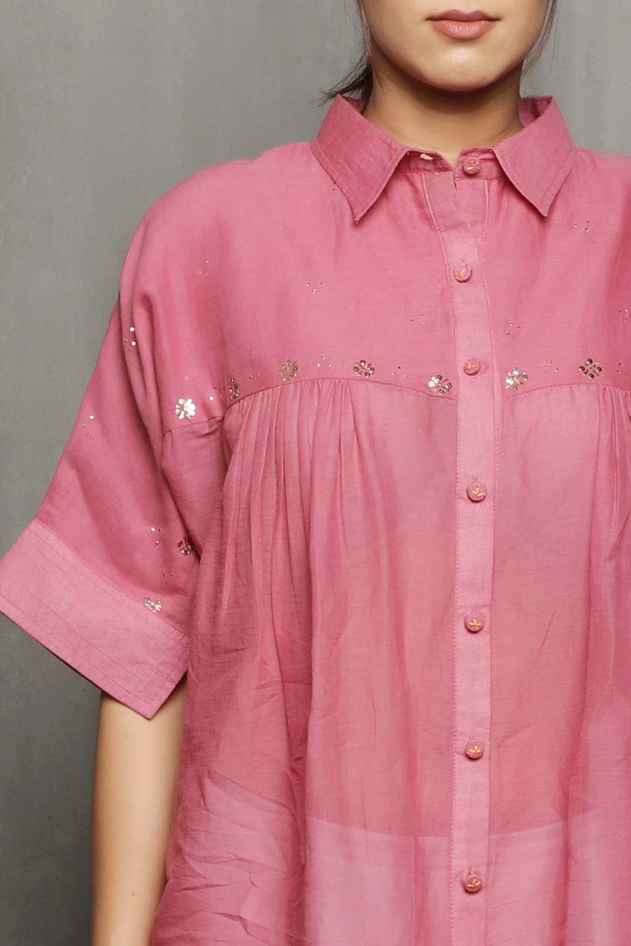 SAMDIPTH - Pink Embroidered Shirt