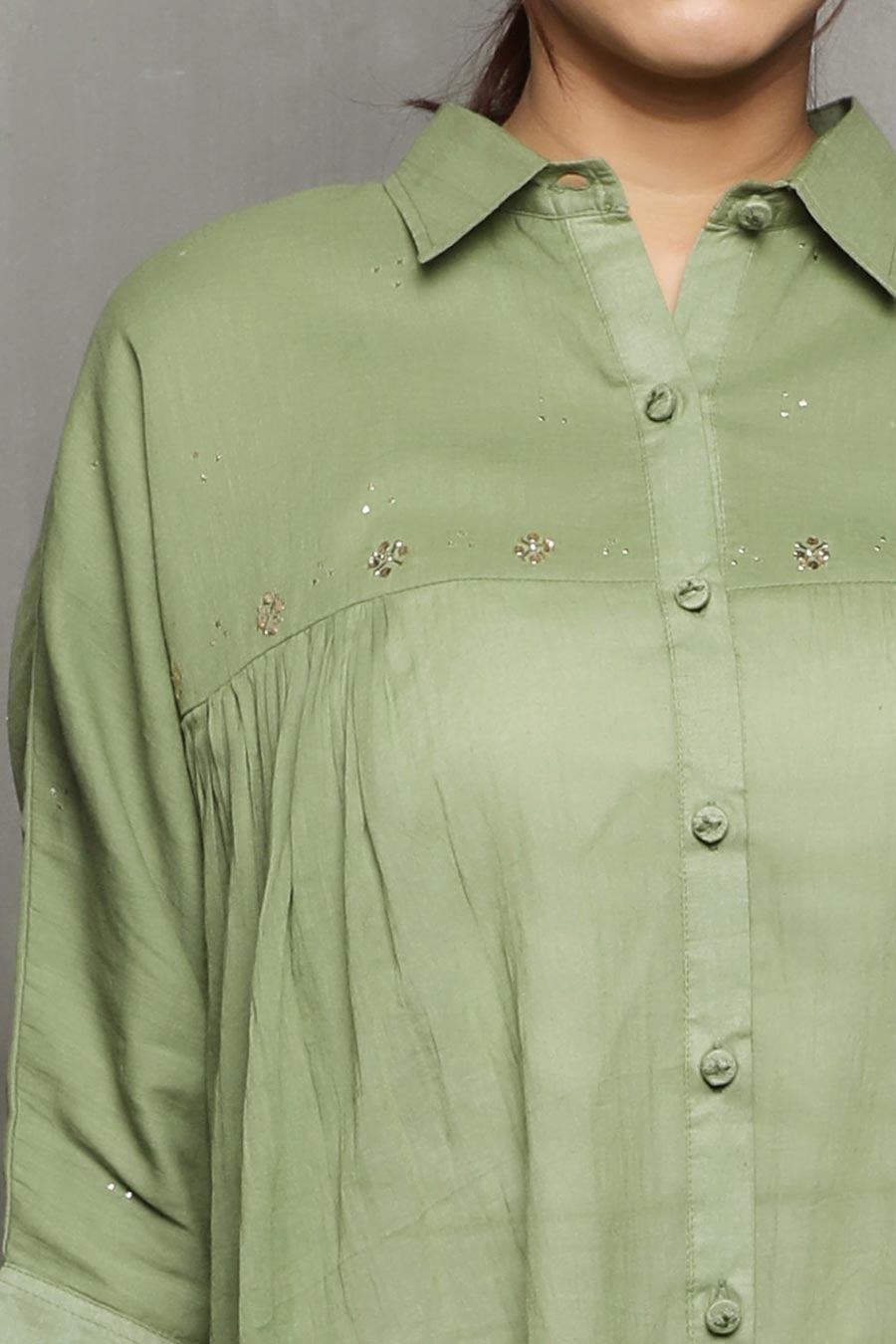 SAMDIPTH - Green Embroidered Shirt