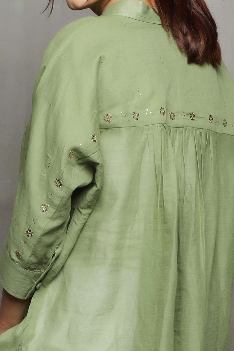 SAMDIPTH - Green Embroidered Shirt