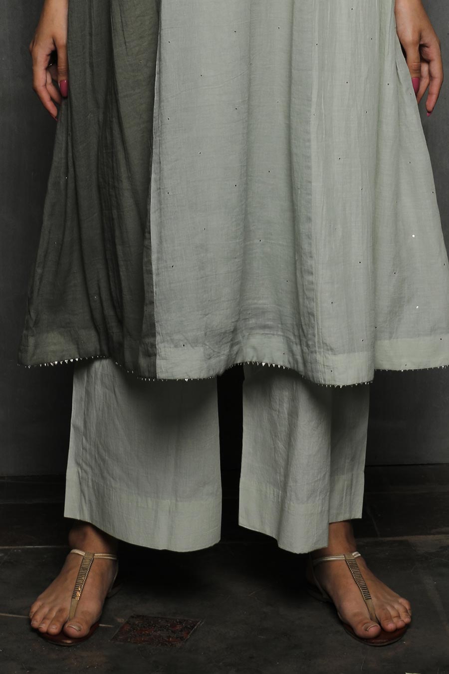 SANVI - Grey Kurta & Palazzo Set