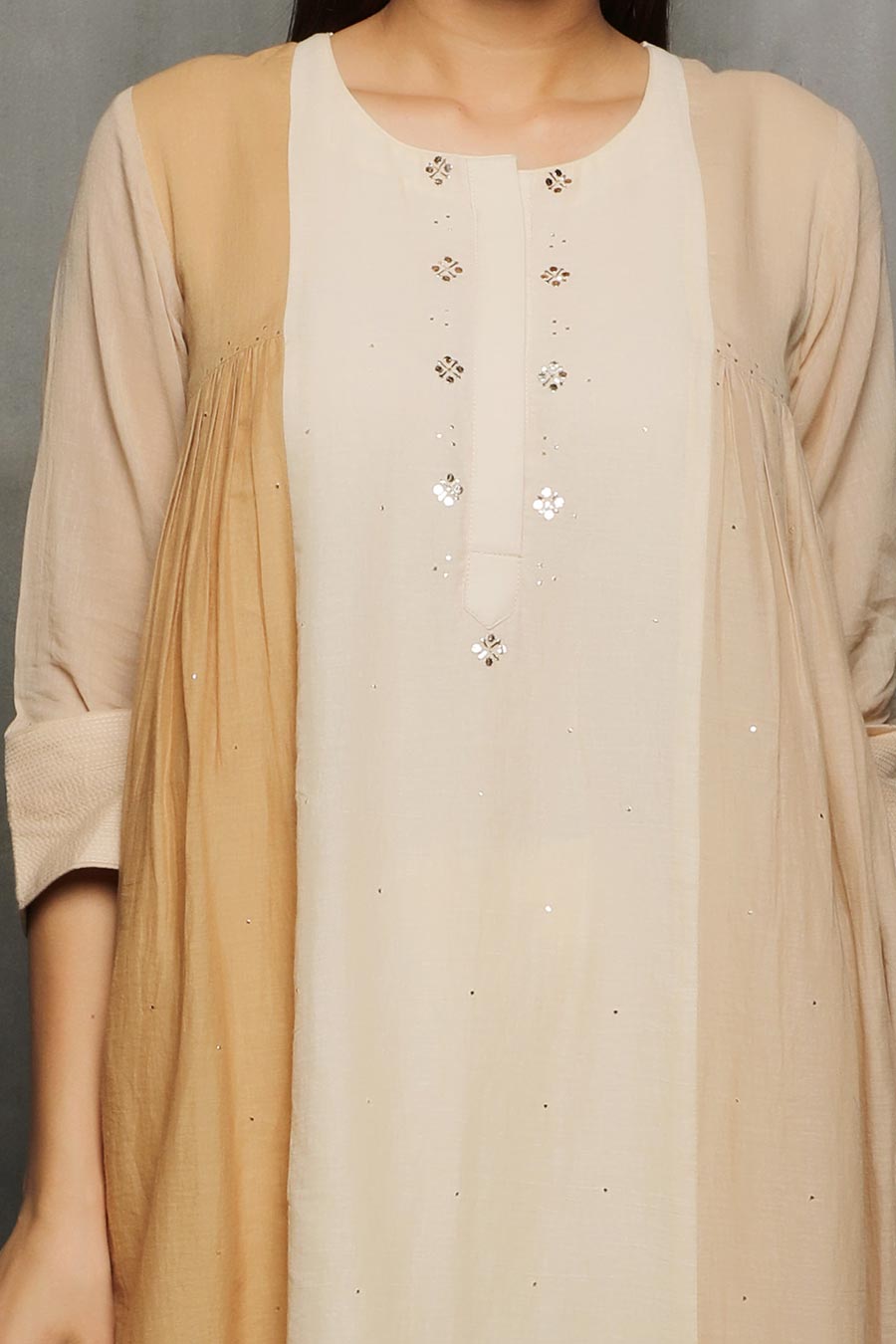 SANVI - Beige Kurta & Palazzo Set