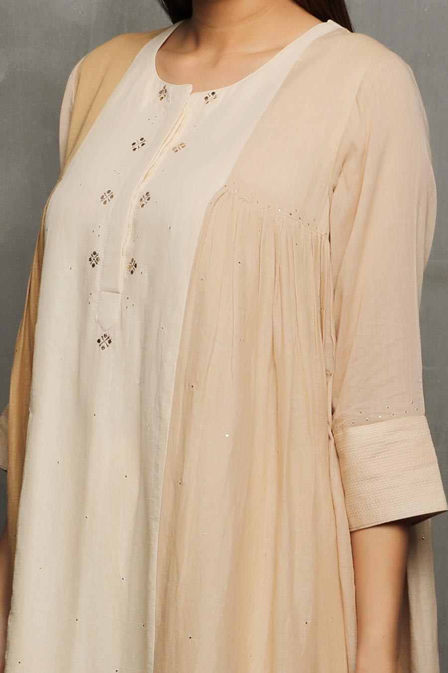SANVI - Beige Kurta & Palazzo Set
