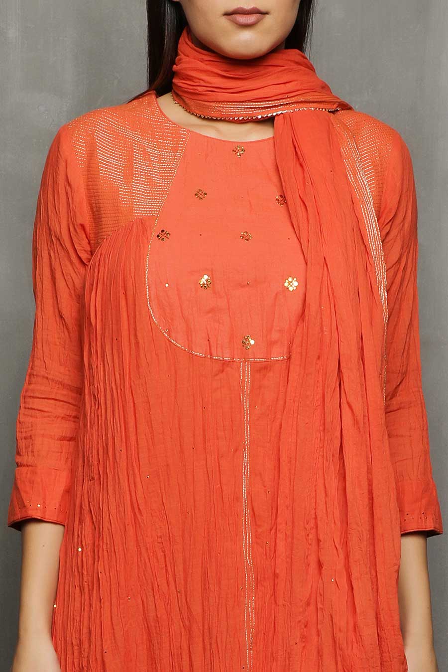 DIYA - Tangerine Embroidered Kurta Set