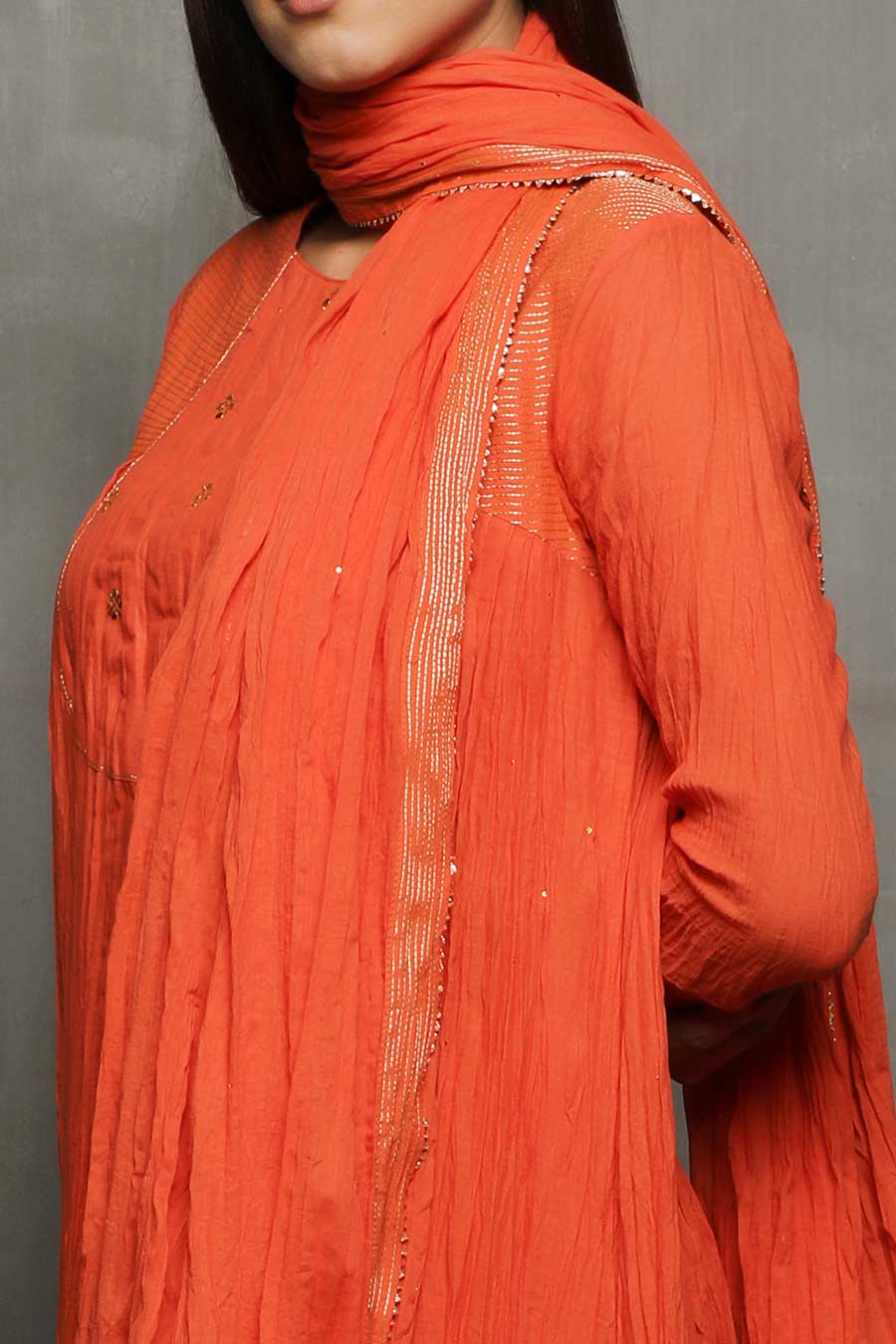 DIYA - Tangerine Embroidered Kurta Set