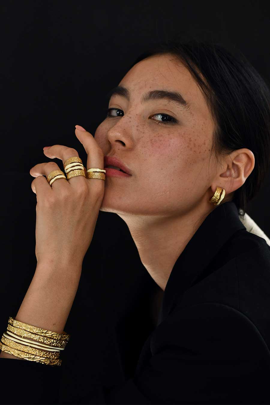 Pearl Enamel Huggies Hoop Earrings