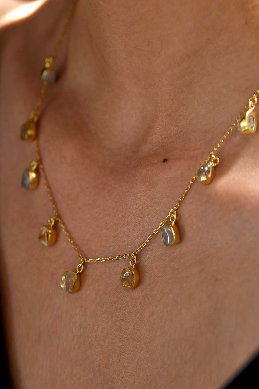 Crystal Coated Delicate Chain Necklace