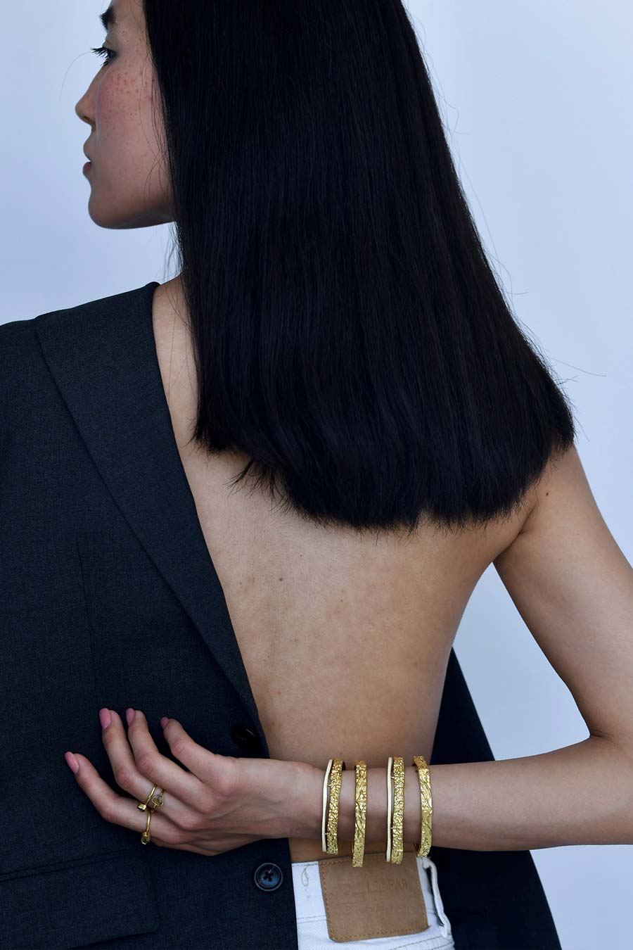 Textured Hexagonal Bangle Bracelet