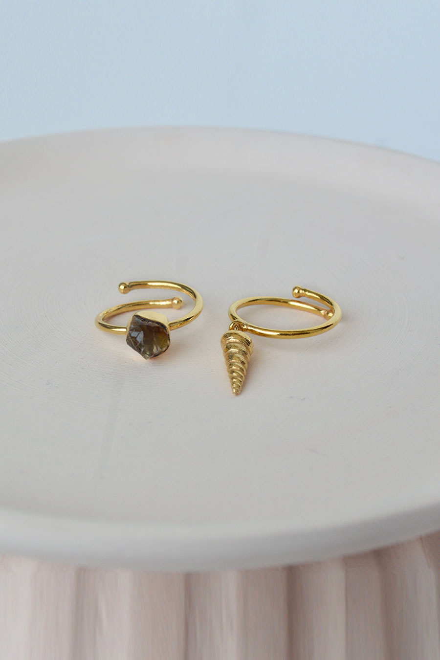 Pearl & Shell Adjustable Rings (Set of 2)