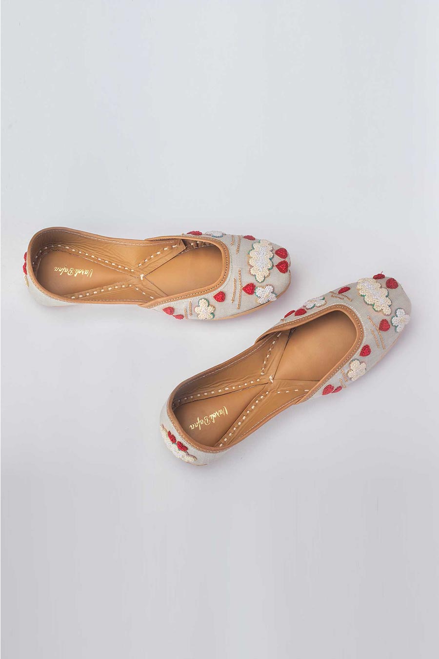 Light Blue Floral Embroidered Jutti