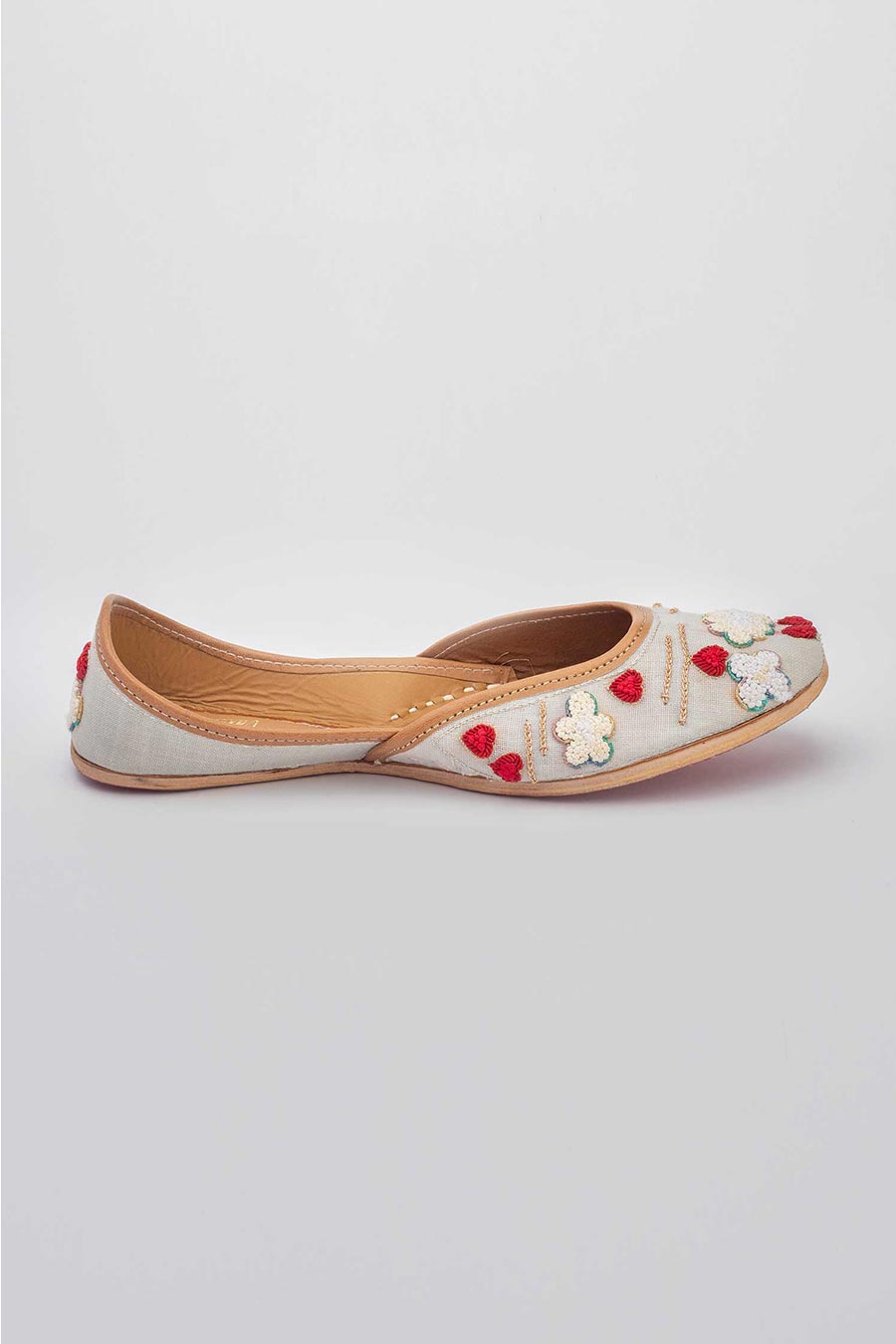 Light Blue Floral Embroidered Jutti