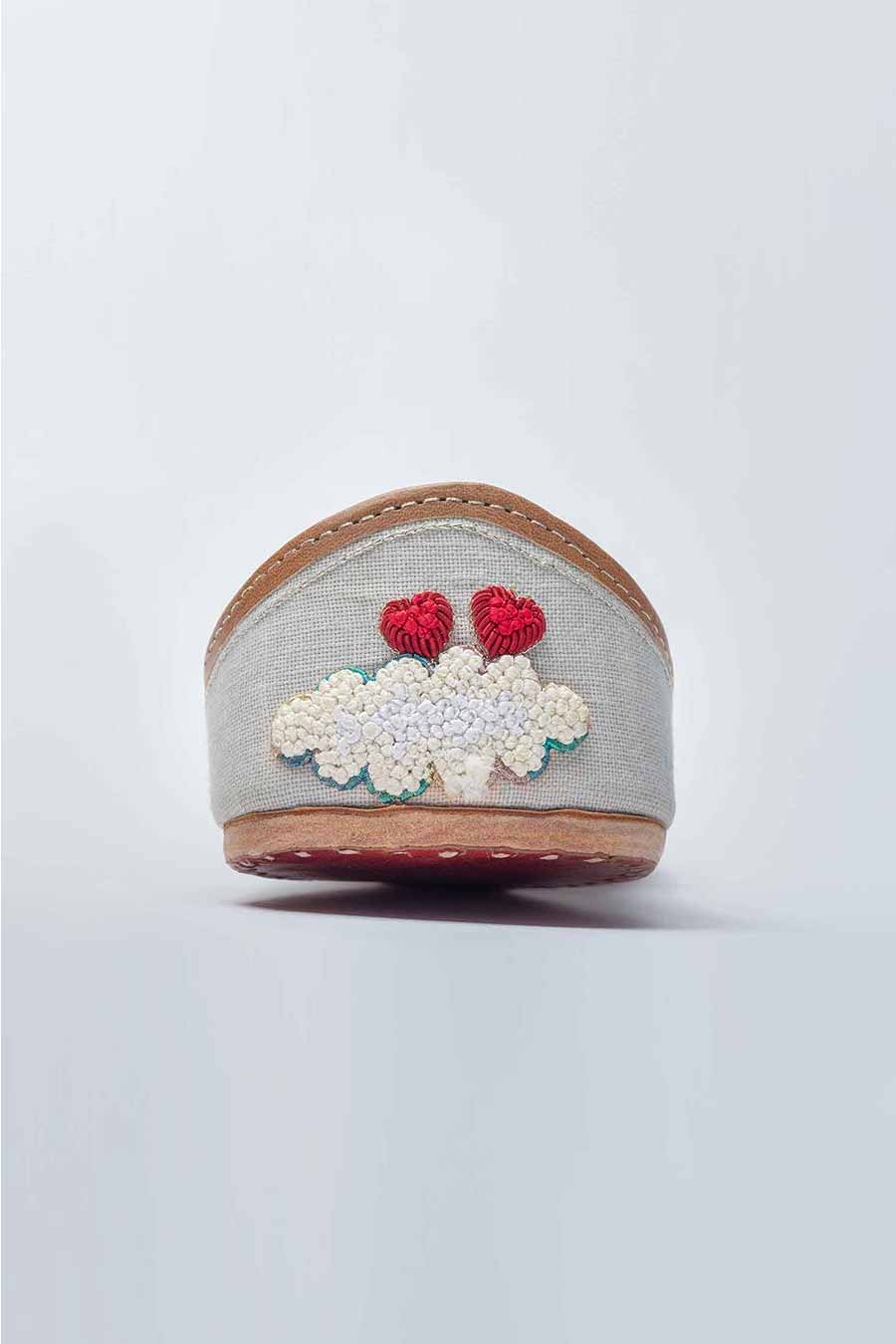 Light Blue Floral Embroidered Jutti