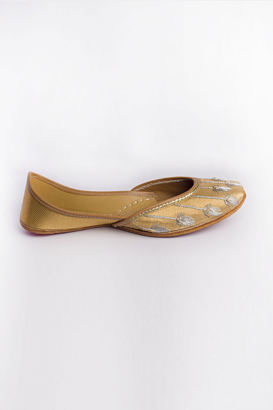 Basanti Gulab - Embroidered Gold Jutti
