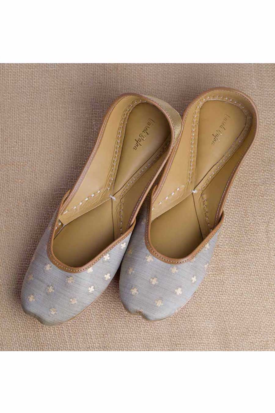 Chandni - Brocade Silk Grey Jutti