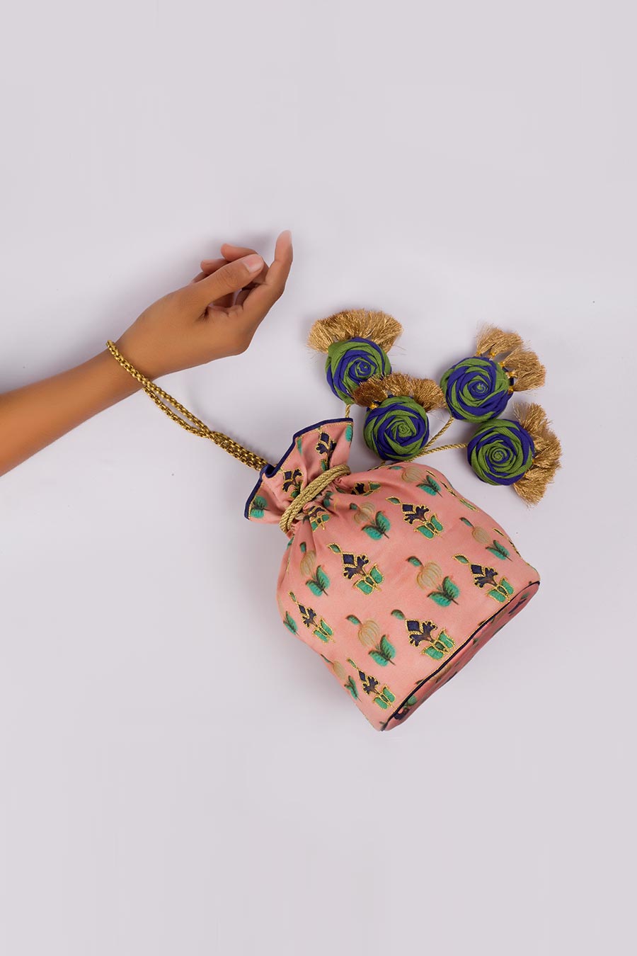 Pink Hand Embroidered Potli