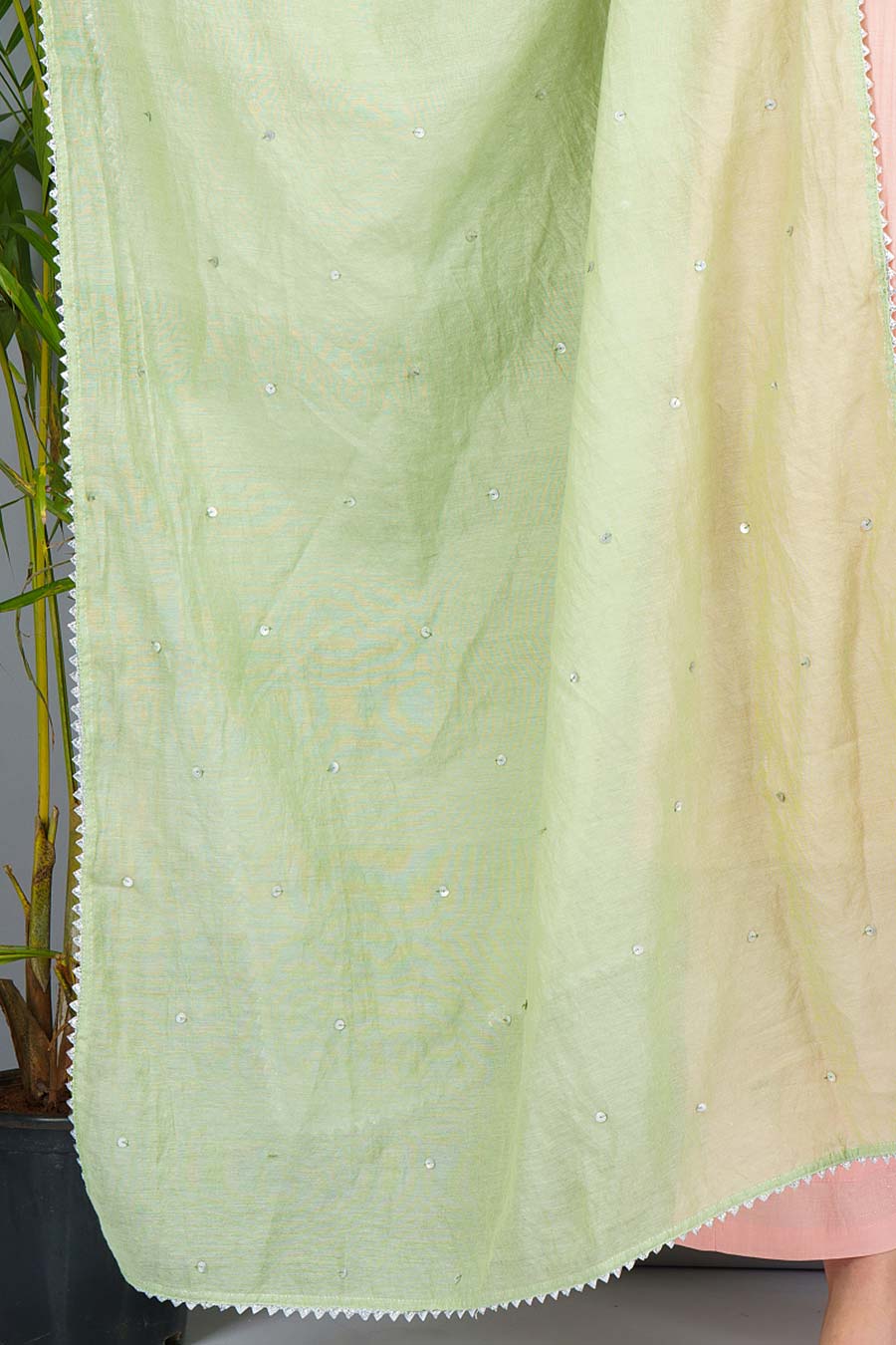 Mint Green Chanderi Embroidered Dupatta